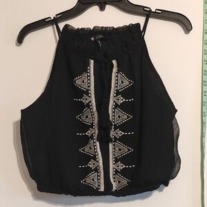 Black Embroidered Women's Top